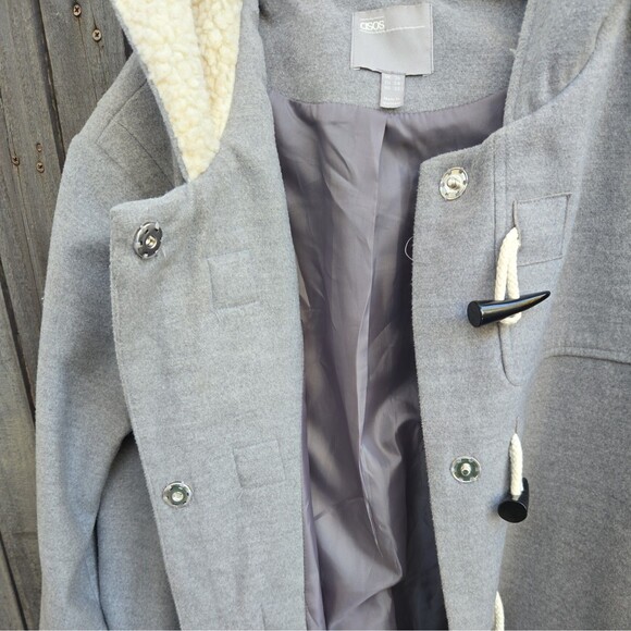 ASOS Skirted Duffle Coat Swing Jacket Hooded Toggle Women's Plus Size 22 Gray - Picture 4 of 7